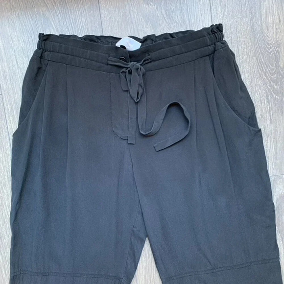 Aritzia Wilfred Marais Pant Trouser Drawstring tie waist Straight leg Silk Black - Picture 8 of 15